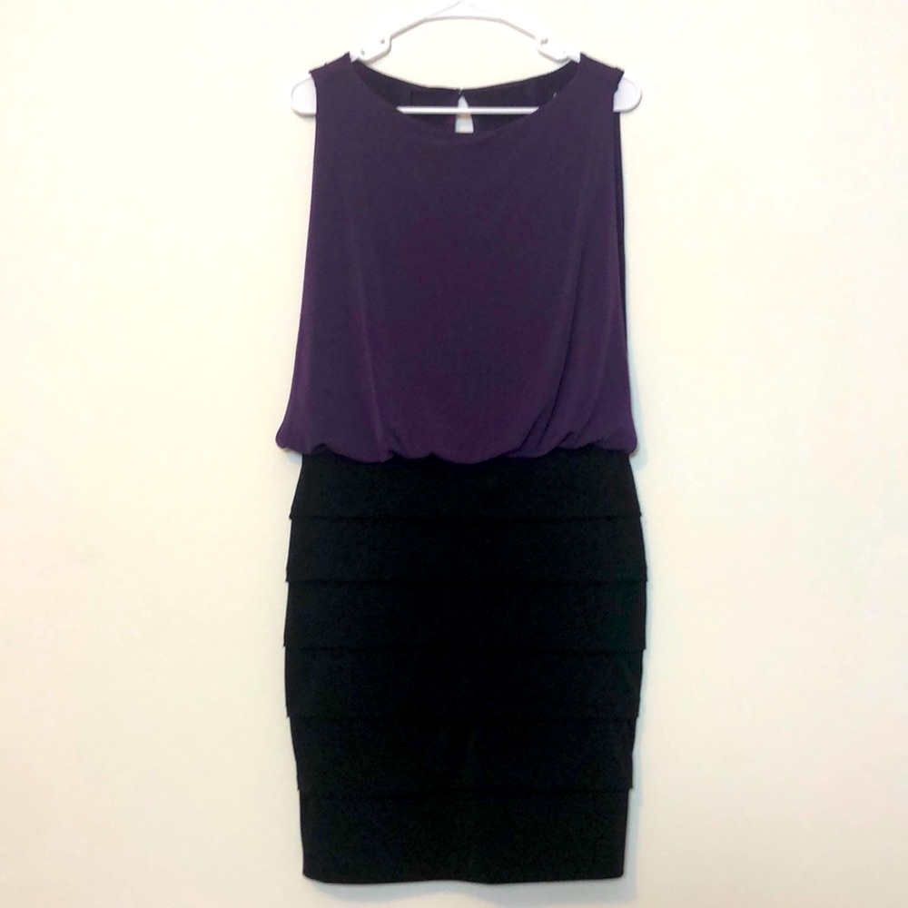 Enfocus Studio purple and black Midi Dress
